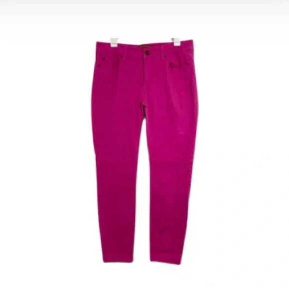 Kardashian Kollection Zip Fly Magenta Denim Stretch Pants - Size 14 - Picture 2 of 9